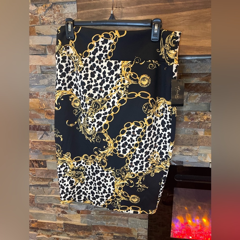 Animal Chain Knee Length Pencil Skirt